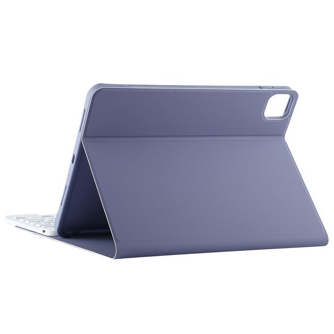 TG11BCS Detachable Bluetooth White Keyboard Microfiber Leather Protective Case For IPad Pro 11 Inch (2020), With Backlight & Touchpad & Pen Slot & Holder (Purple)
