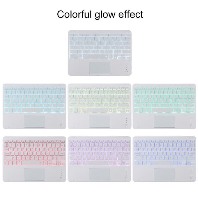 TG11BCS Detachable Bluetooth White Keyboard Microfiber Leather Protective Case For IPad Pro 11 Inch (2020), With Backlight & Touchpad & Pen Slot & Holder (Purple)