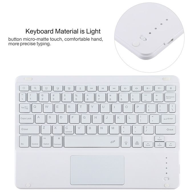 TG11BCS Detachable Bluetooth White Keyboard Microfiber Leather Protective Case For IPad Pro 11 Inch (2020), With Backlight & Touchpad & Pen Slot & Holder (Purple)