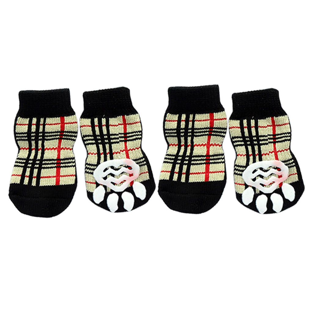 4Pcsset Pet Dog Cat Nonslip Socks Stripe Pattern Puppy Paws Cover