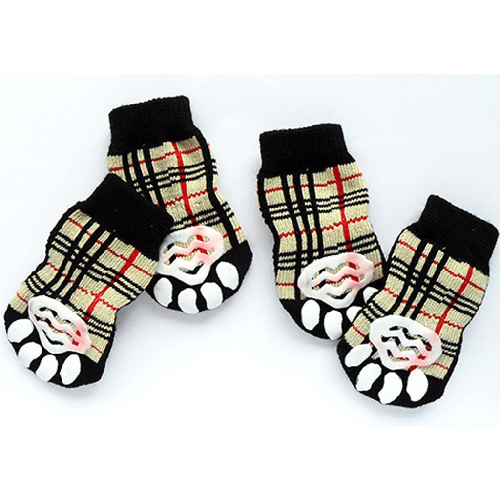 4Pcsset Pet Dog Cat Nonslip Socks Stripe Pattern Puppy Paws Cover