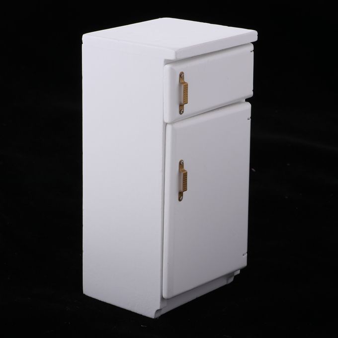 1/12 Mini Toy Fridge Wooden Refrigerator Dollshouse Kitchen