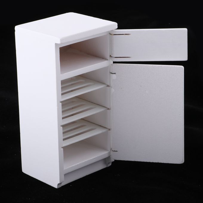 1/12 Mini Toy Fridge Wooden Refrigerator Dollshouse Kitchen
