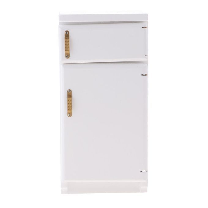 1/12 Mini Toy Fridge Wooden Refrigerator Dollshouse Kitchen