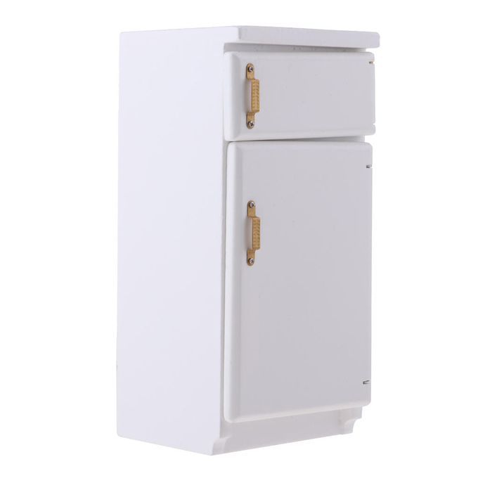 1/12 Mini Toy Fridge Wooden Refrigerator Dollshouse Kitchen