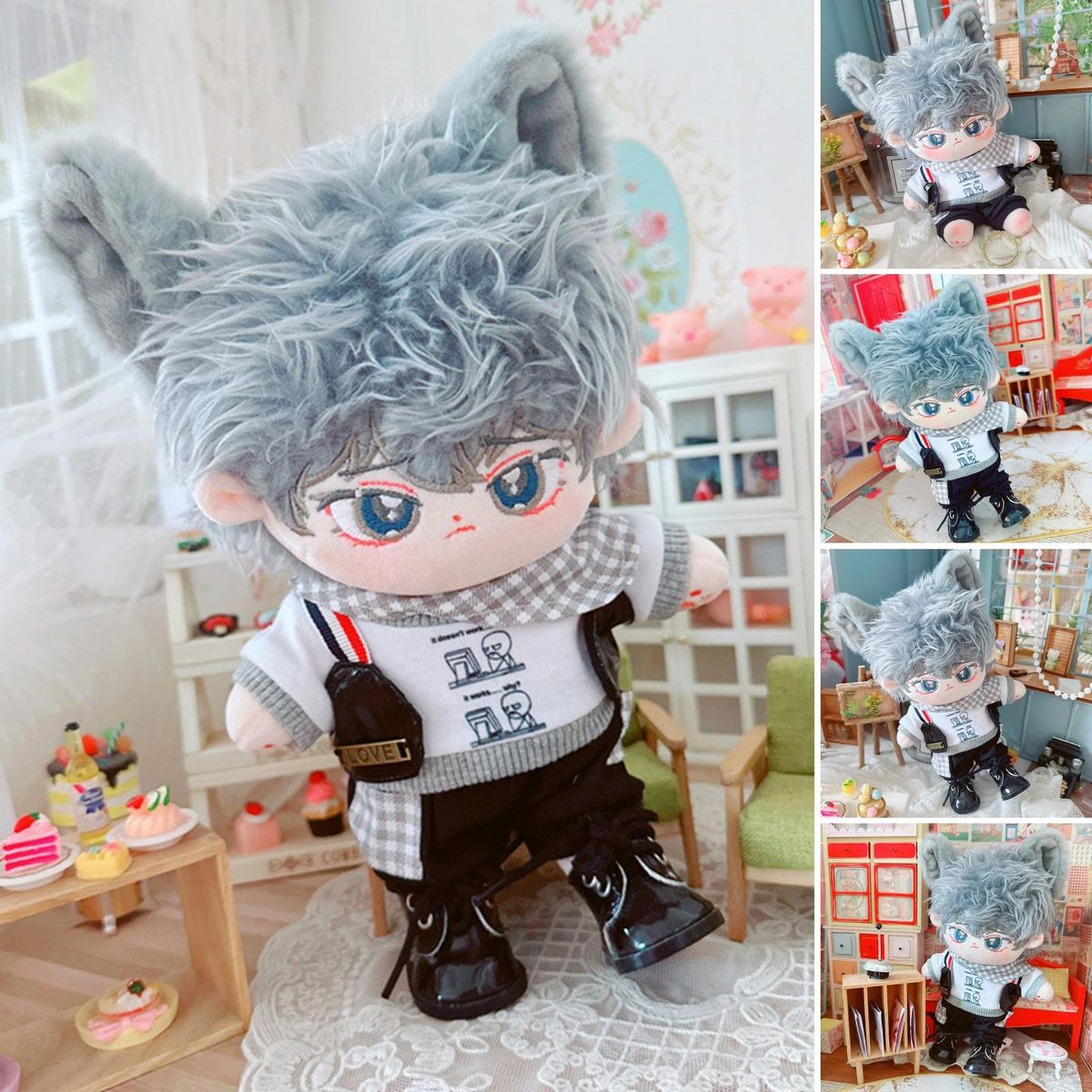 1 Set 20cm Doll Clothes Cotton Doll Daily Wear Casual Tops Pants Set