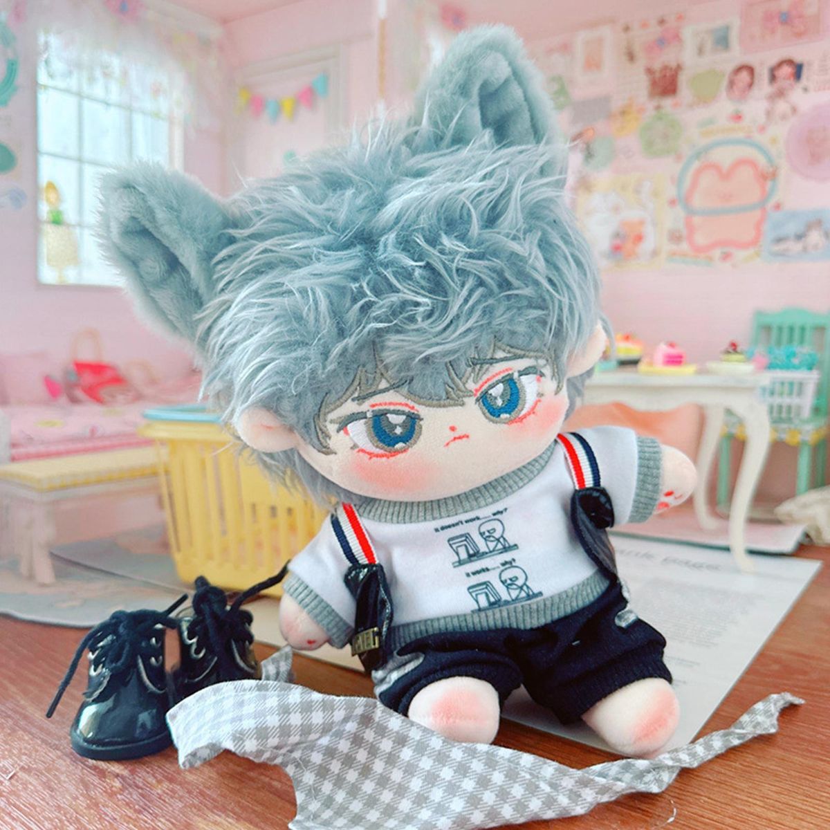 1 Set 20cm Doll Clothes Cotton Doll Daily Wear Casual Tops Pants Set