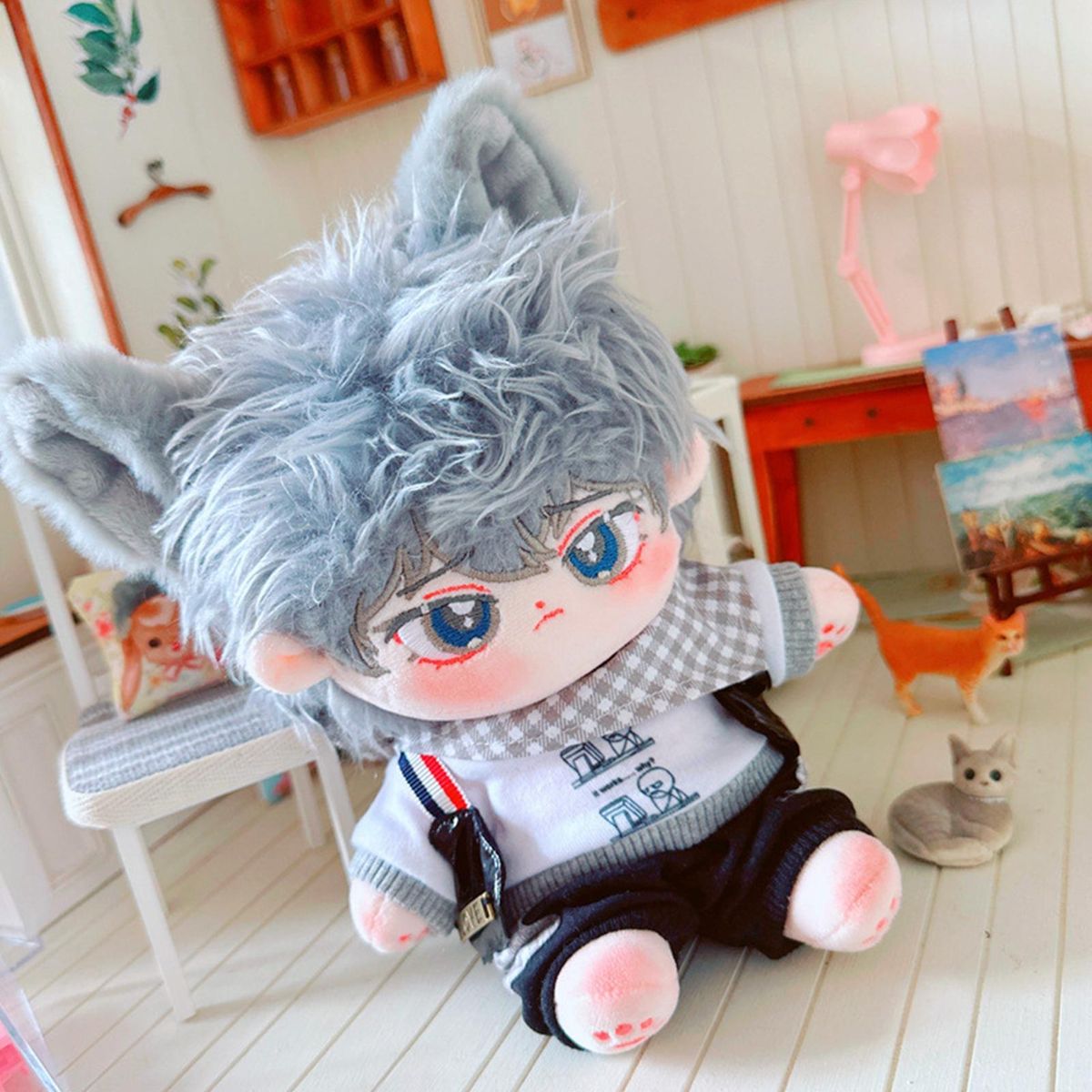 1 Set 20cm Doll Clothes Cotton Doll Daily Wear Casual Tops Pants Set