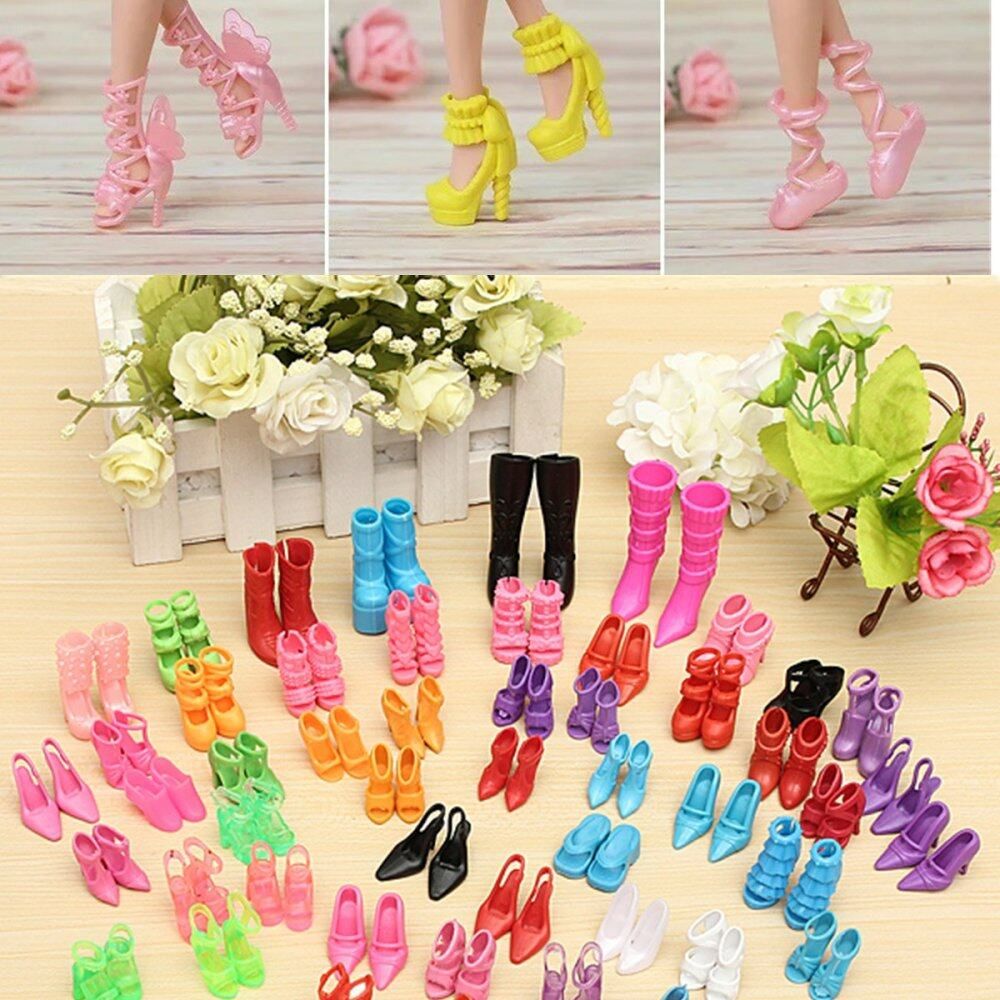 60 Pair 120 Pcs Doll Outfit Dress Fashion Clothes Shoes Heels Sandals For Barbie