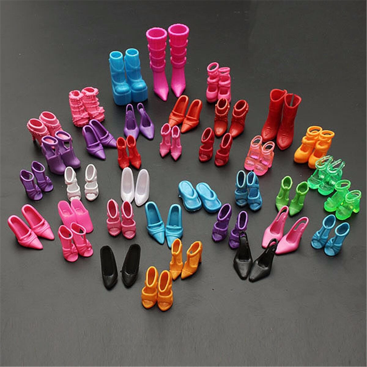 60 Pair 120 Pcs Doll Outfit Dress Fashion Clothes Shoes Heels Sandals For Barbie