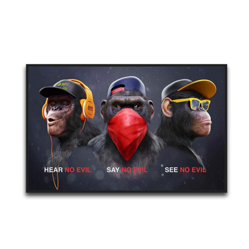 Hear No Evil Premium Wall Art Frame Canvas