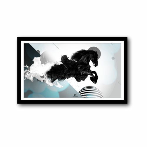 Abstract Black Horse Wall Art Frame