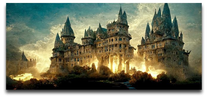 Giant Castle Wall Art Frame Canvas - (35x16inches) Big