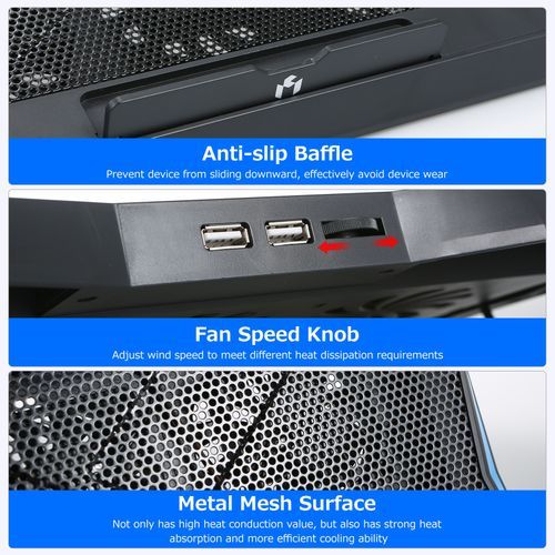Foldable Laptop Cooler 6-fan Stand Low Noise 6-level For 17"