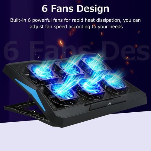 Foldable Laptop Cooler 6-fan Stand Low Noise 6-level For 17"