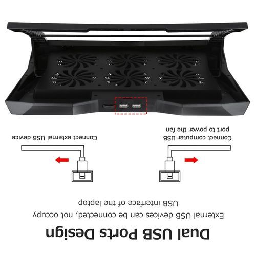 Foldable Laptop Cooler 6-fan Stand Low Noise 6-level For 17"