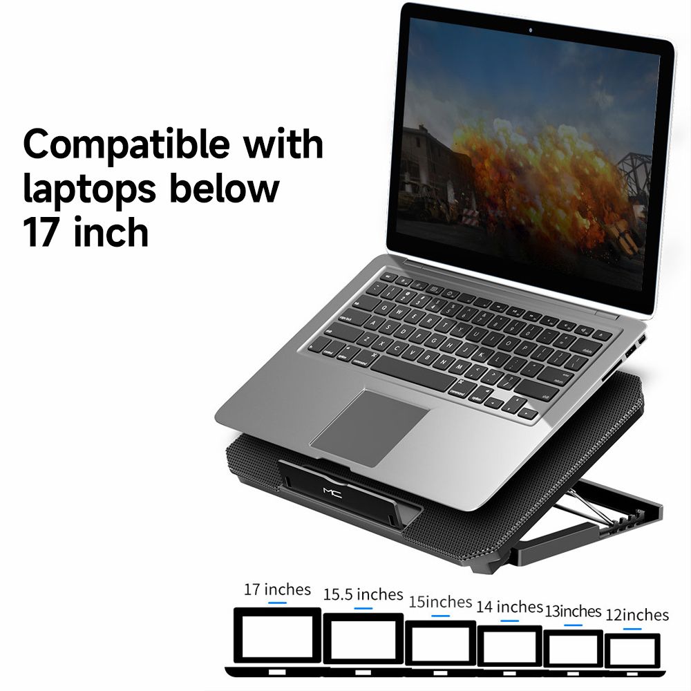 Laptop Stand With Cooling Fan Low Noise Adjustable Height