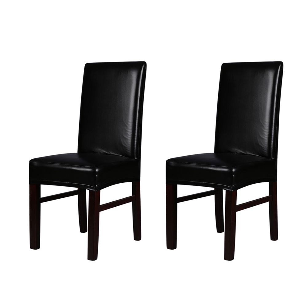 2pcs One-piece PU Leather Stretchable Dining Chair Back Seat