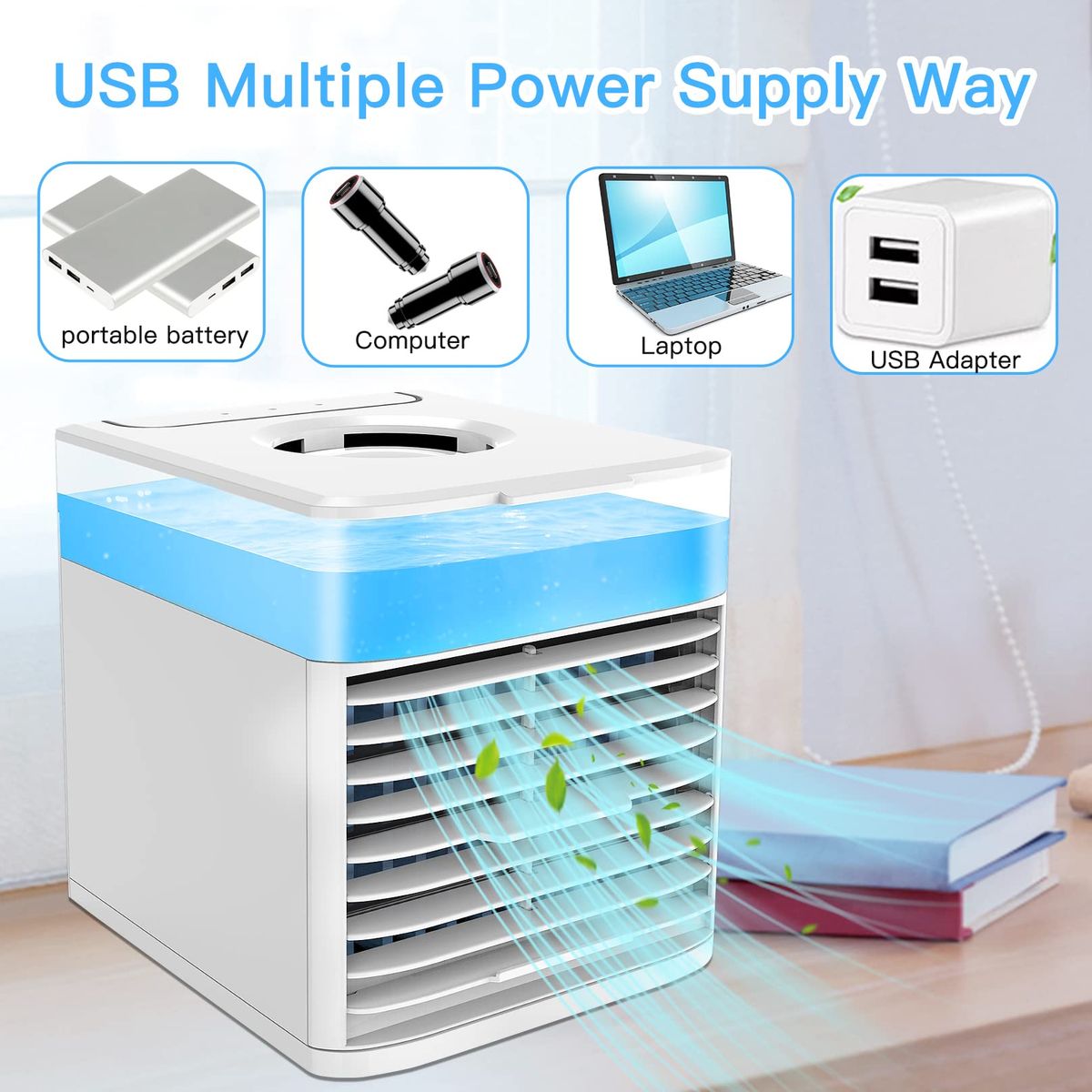 4 In 1  Air Cooler Mini Desktop Fan Small Air Conditioner
