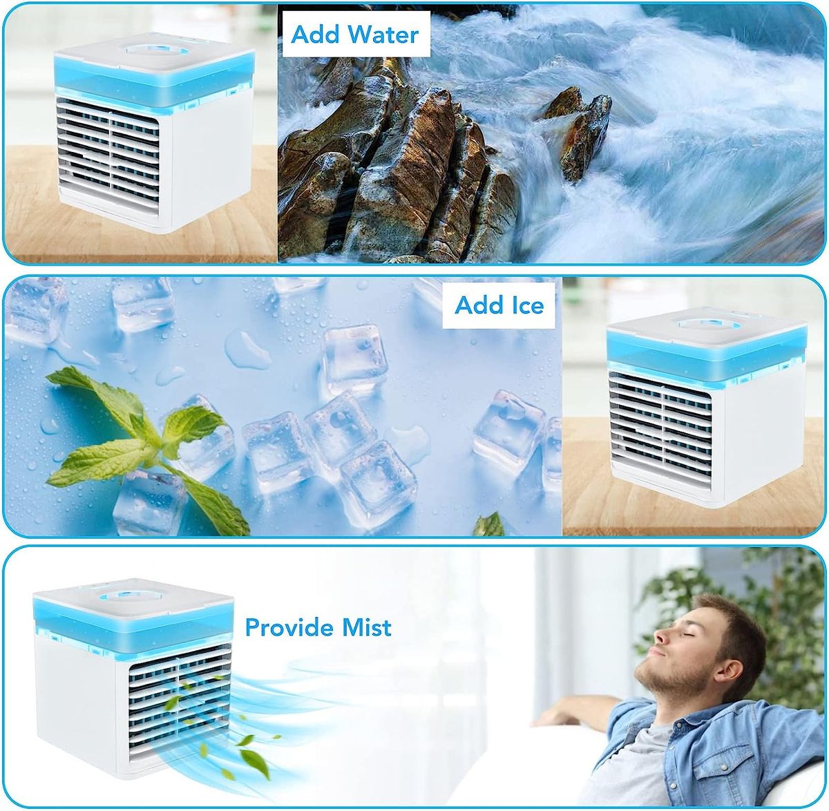 4 In 1  Air Cooler Mini Desktop Fan Small Air Conditioner