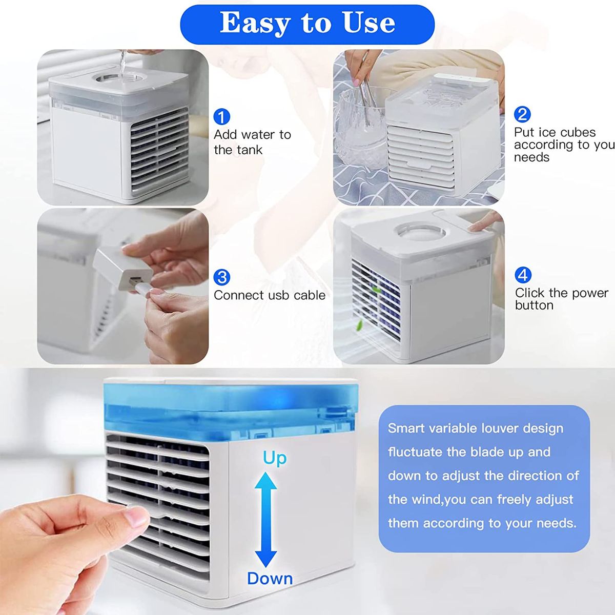 4 In 1  Air Cooler Mini Desktop Fan Small Air Conditioner