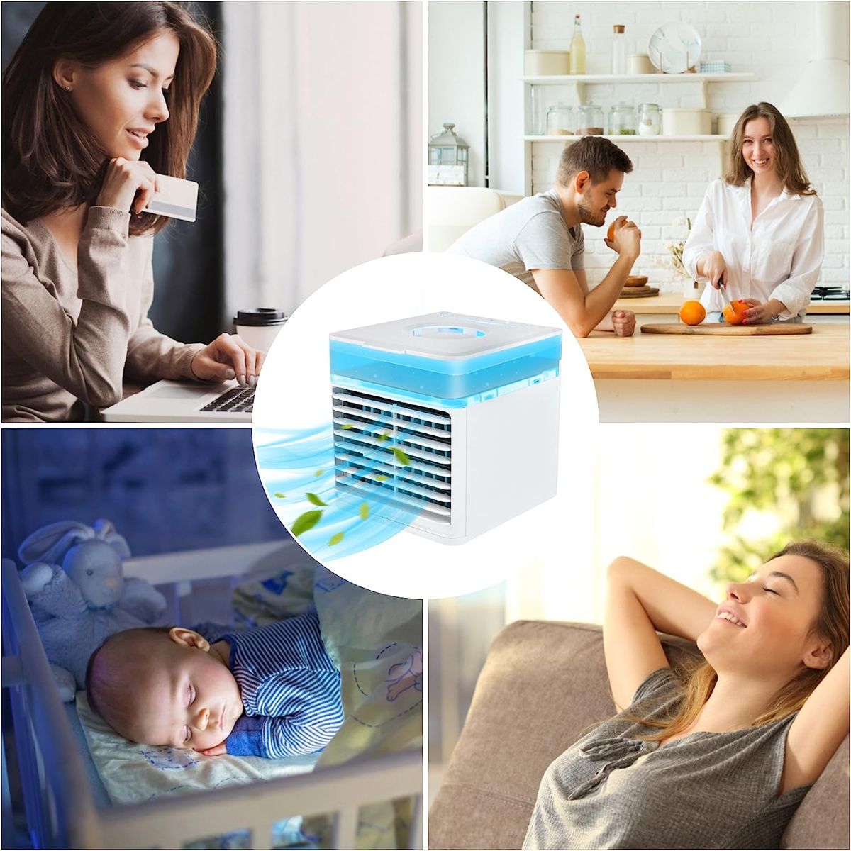 4 In 1  Air Cooler Mini Desktop Fan Small Air Conditioner