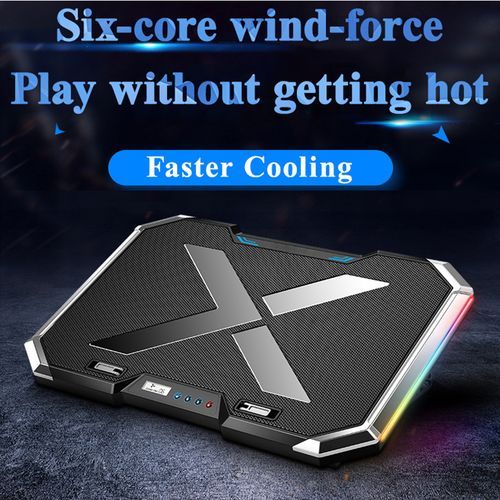 Gaming Laptop Cooler 15.6 Inch 6 Fans 2 USB Ports Quiet Notebook Cooling Pads
