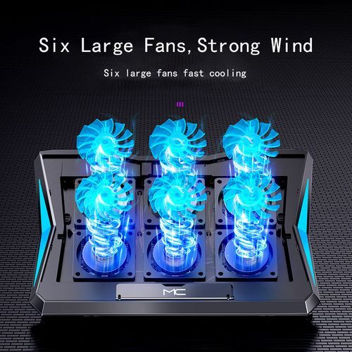 Gaming Laptop Cooler 15.6 Inch 6 Fans 2 USB Ports Quiet Notebook Cooling Pads