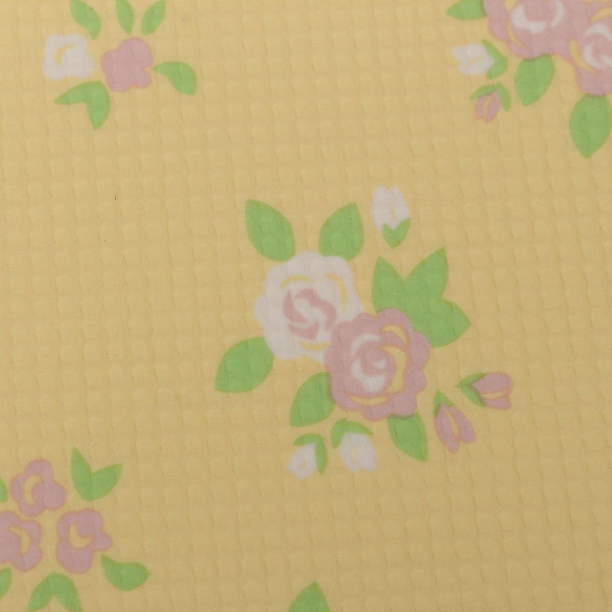 9PCS Wood Interlock EVA Foam Floor Puzzle Pad Work Gym Mat Kid Safety Play Rug Beige Flowers