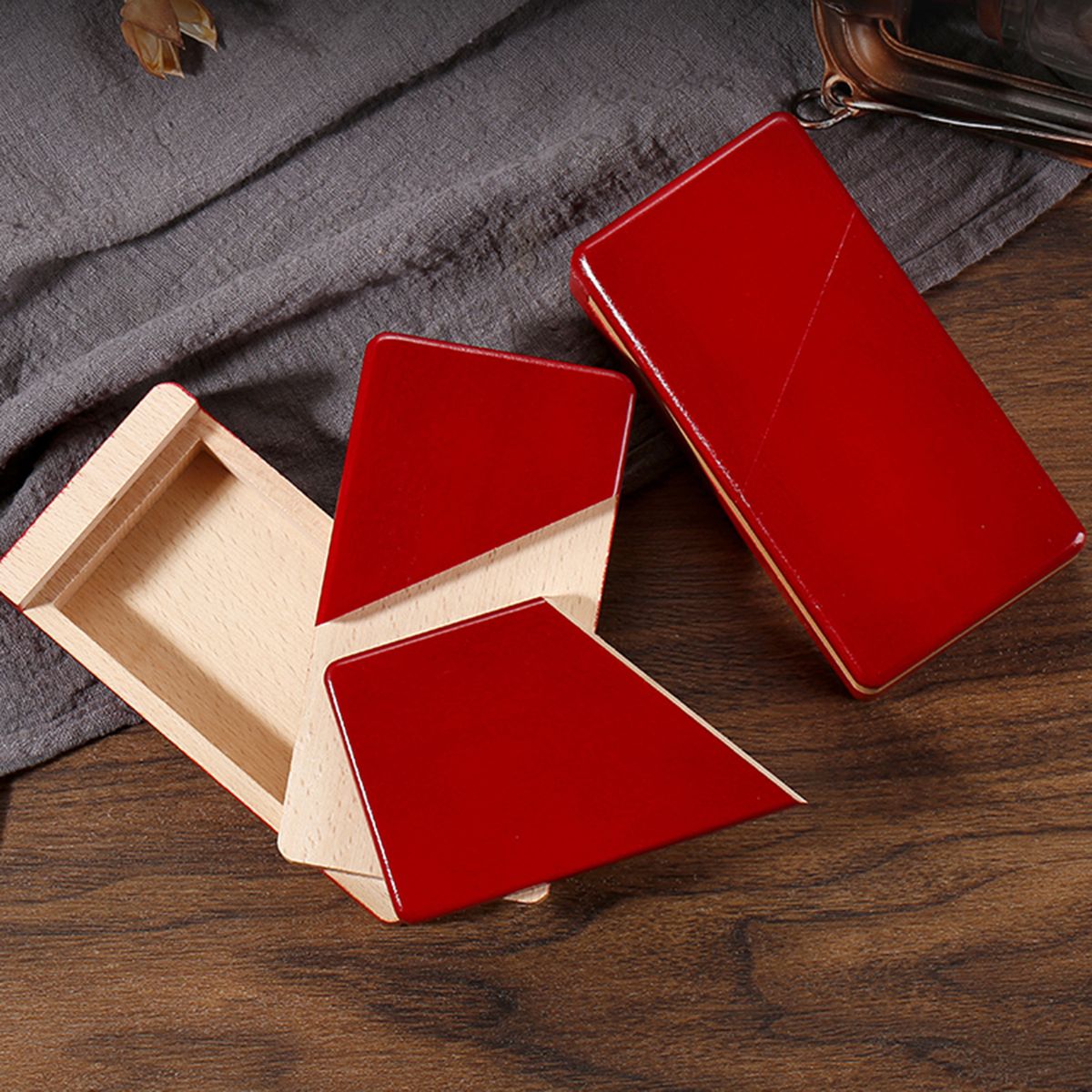 Wooden Organ Puzzle Secret Box Kongming Lock Kids-Red