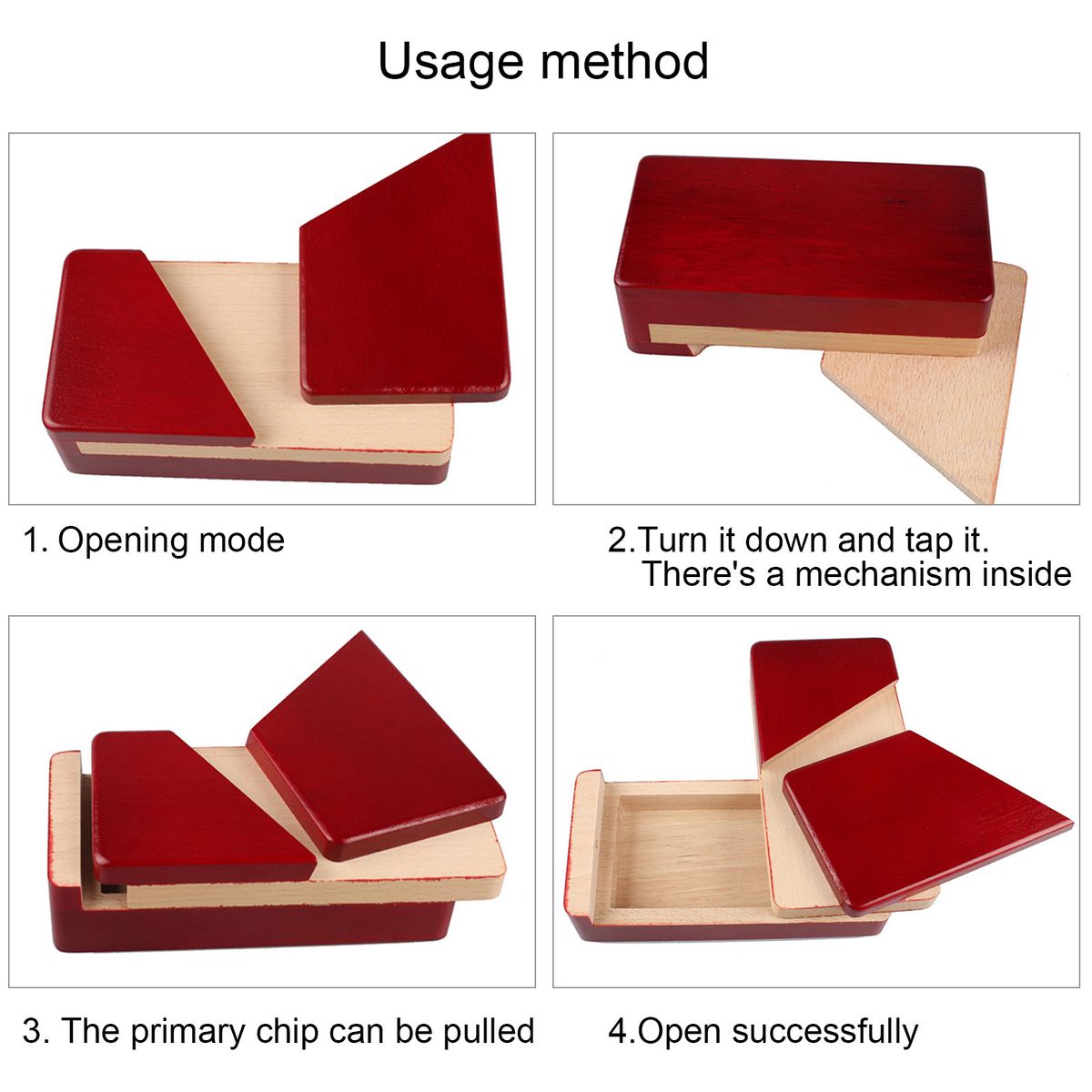 Wooden Organ Puzzle Secret Box Kongming Lock Kids-Red
