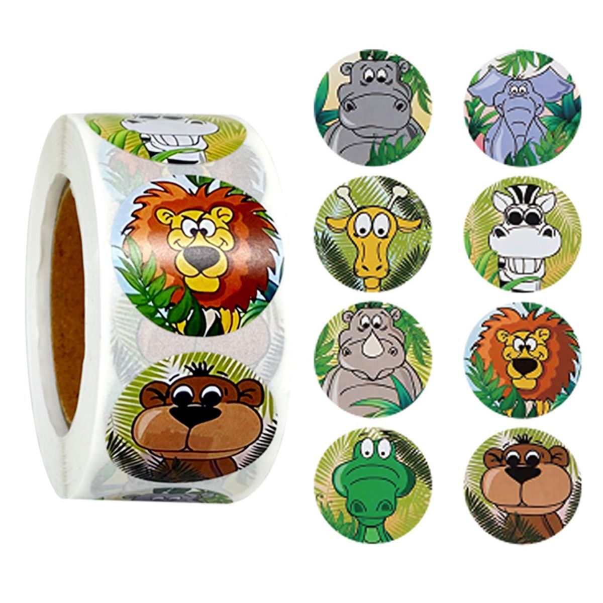 500pcs Waterproof Cute Animal Roll Stickers Kids Reward-