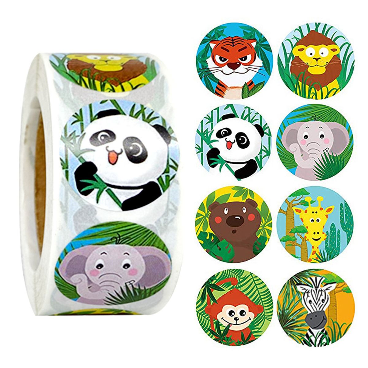 500pcs Waterproof Cute Animal Roll Stickers Kids Reward-