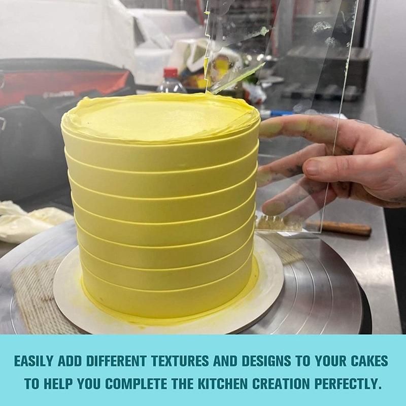 3 Pieces Cake Scrapers Clear Cake Icing Scraper Frosting Buttercream Large Cake Smoother Scraper Cake Edge Stripe
