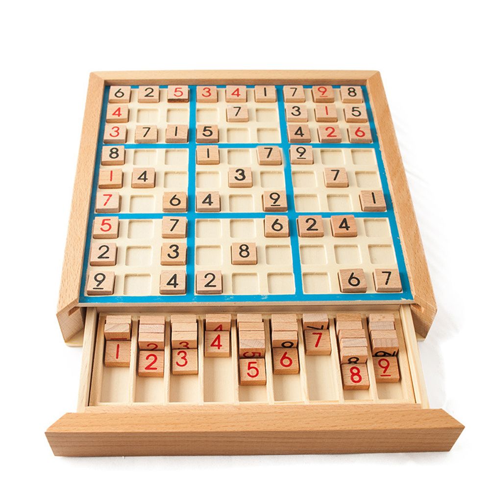 Wooden Sudoku Board Game With Drawer 81-Grid Chessboard