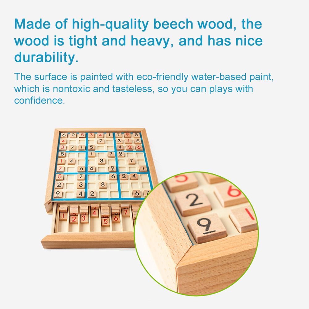 Wooden Sudoku Board Game With Drawer 81-Grid Chessboard