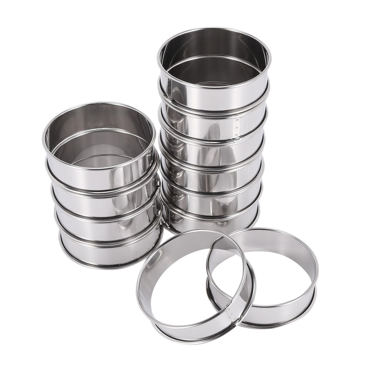 Double Rolled Tart Rings Stainless Steel Round Muffin Rings Metal Crumpet Rings Molds for Making Crumpet,Tart,Muffin 12