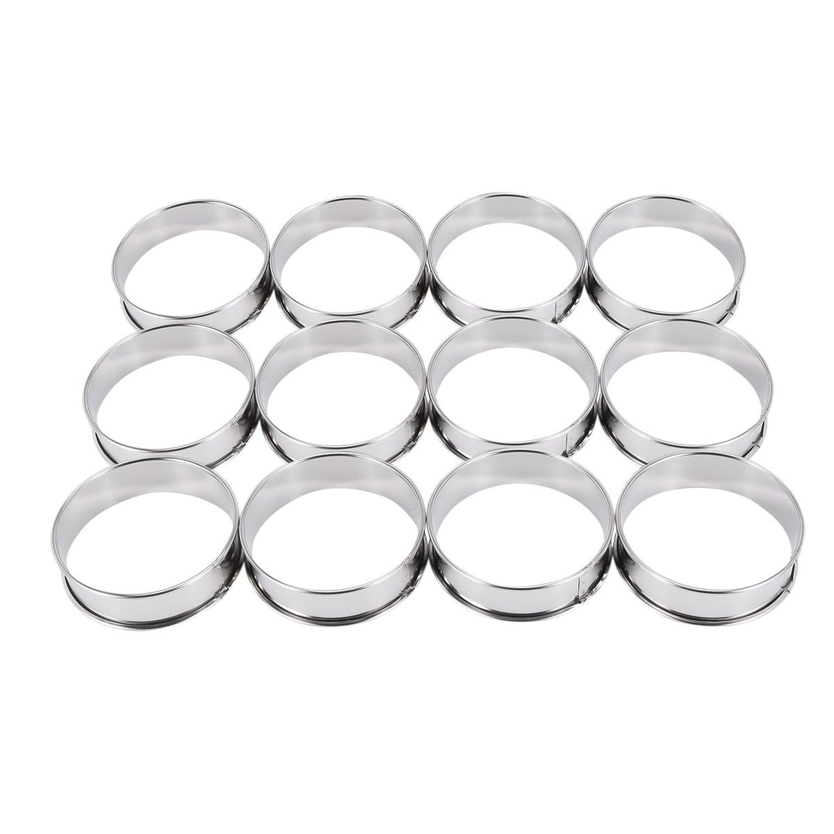 Double Rolled Tart Rings Stainless Steel Round Muffin Rings Metal Crumpet Rings Molds for Making Crumpet,Tart,Muffin 12