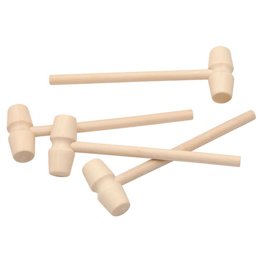 5Pcs Mini Wooden Unpainted Hammer Mallet Pounding Gavel Kids Educational Toy-1#