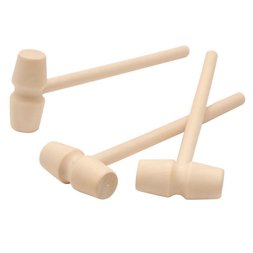5Pcs Mini Wooden Unpainted Hammer Mallet Pounding Gavel Kids Educational Toy-1#