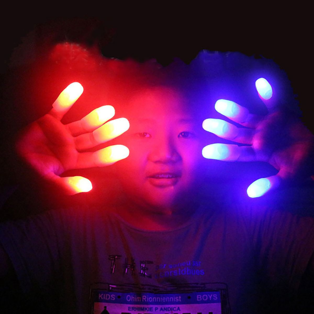 2Pcs Thumb Finger Light Battery Powered Colorful Party-Red
