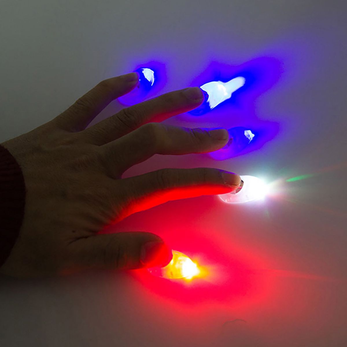 2Pcs Thumb Finger Light Battery Powered Colorful Party-Red