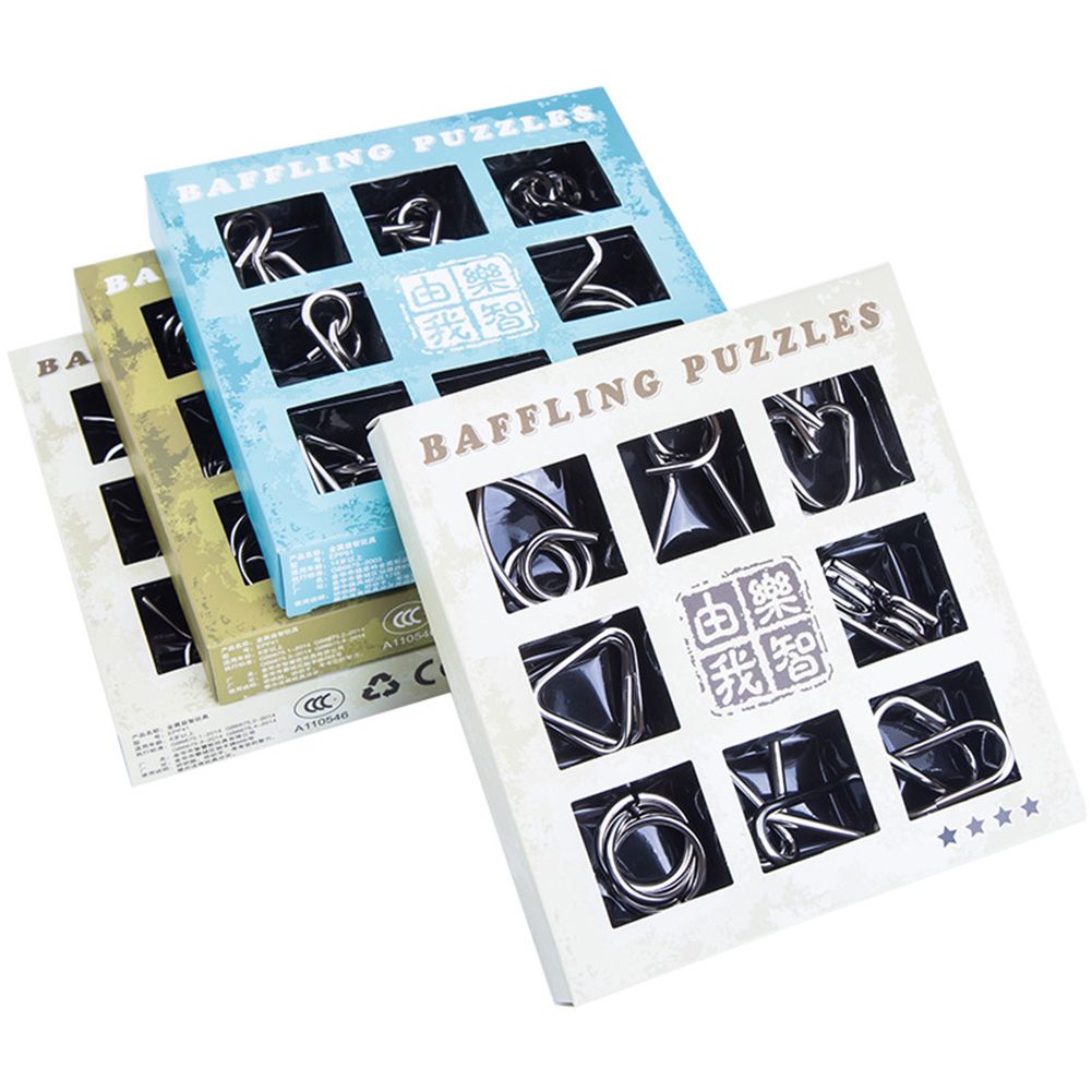 9Pcs/Set Metal Puzzle Wire IQ Brain Teaser Game Montessori-