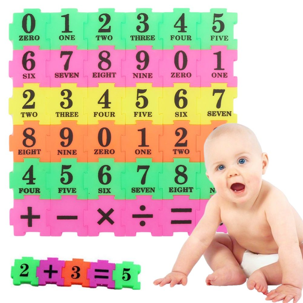 36Pcs Kid Number Symbol Building Blocks Jigsaw-Multicolor