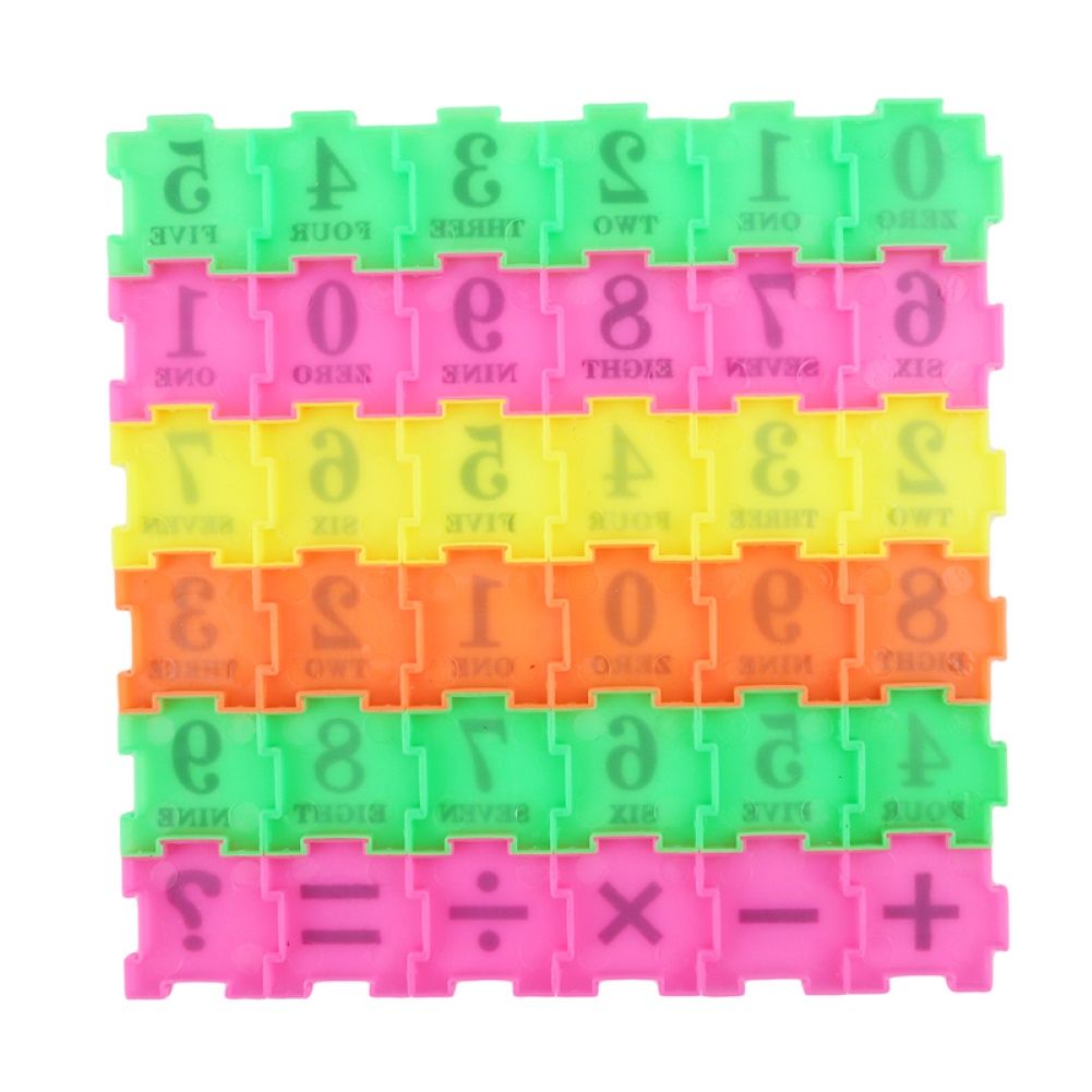 36Pcs Kid Number Symbol Building Blocks Jigsaw-Multicolor