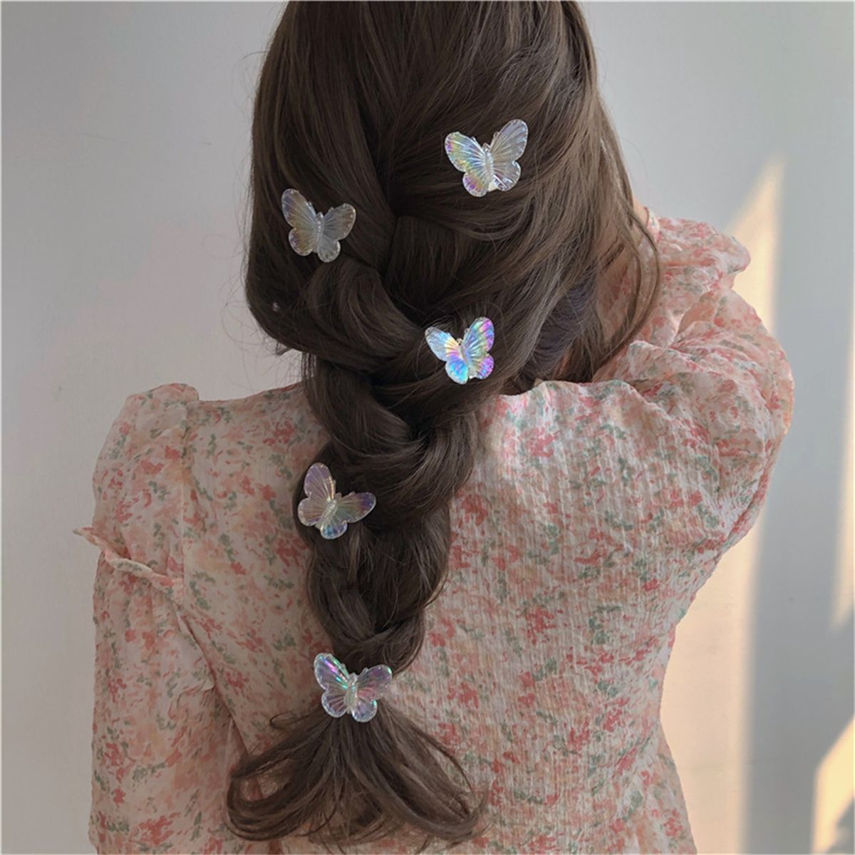 Hair Barrette Rainbow Reflective Transparent Butterflies Hair Clip Transparent