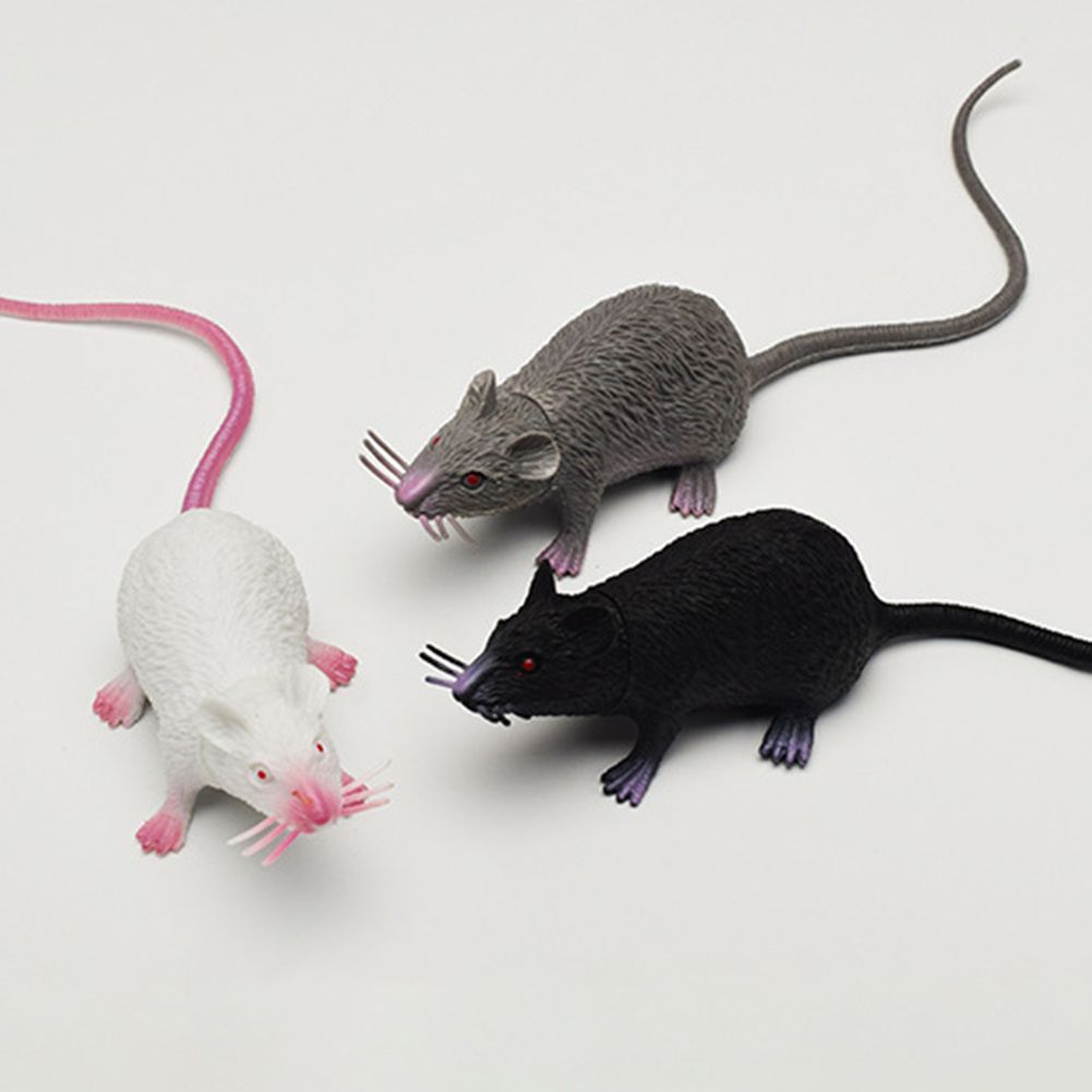 Simulation Long Tail Mouse Rat Trick Joke Toy Photo Props Halloween Party Decor-Black