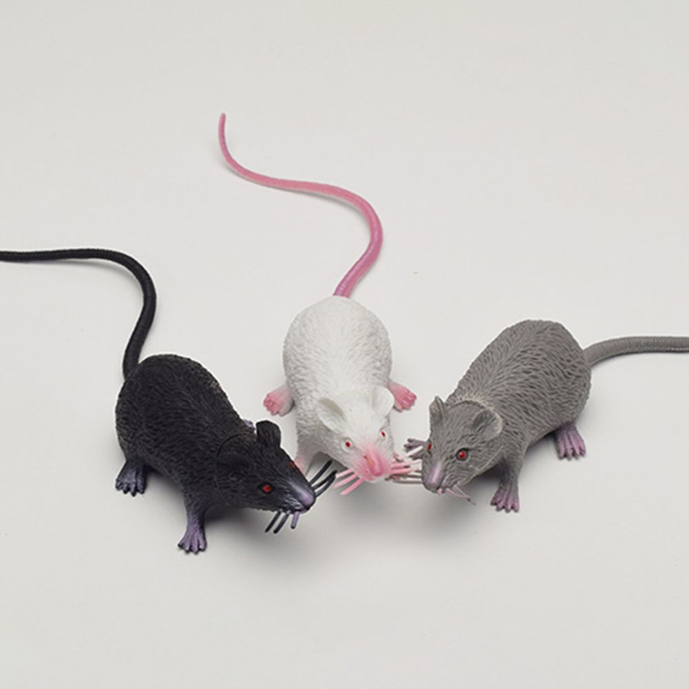 Simulation Long Tail Mouse Rat Trick Joke Toy Photo Props Halloween Party Decor-Black