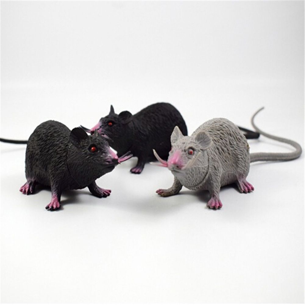 Simulation Long Tail Mouse Rat Trick Joke Toy Photo Props Halloween Party Decor-Black
