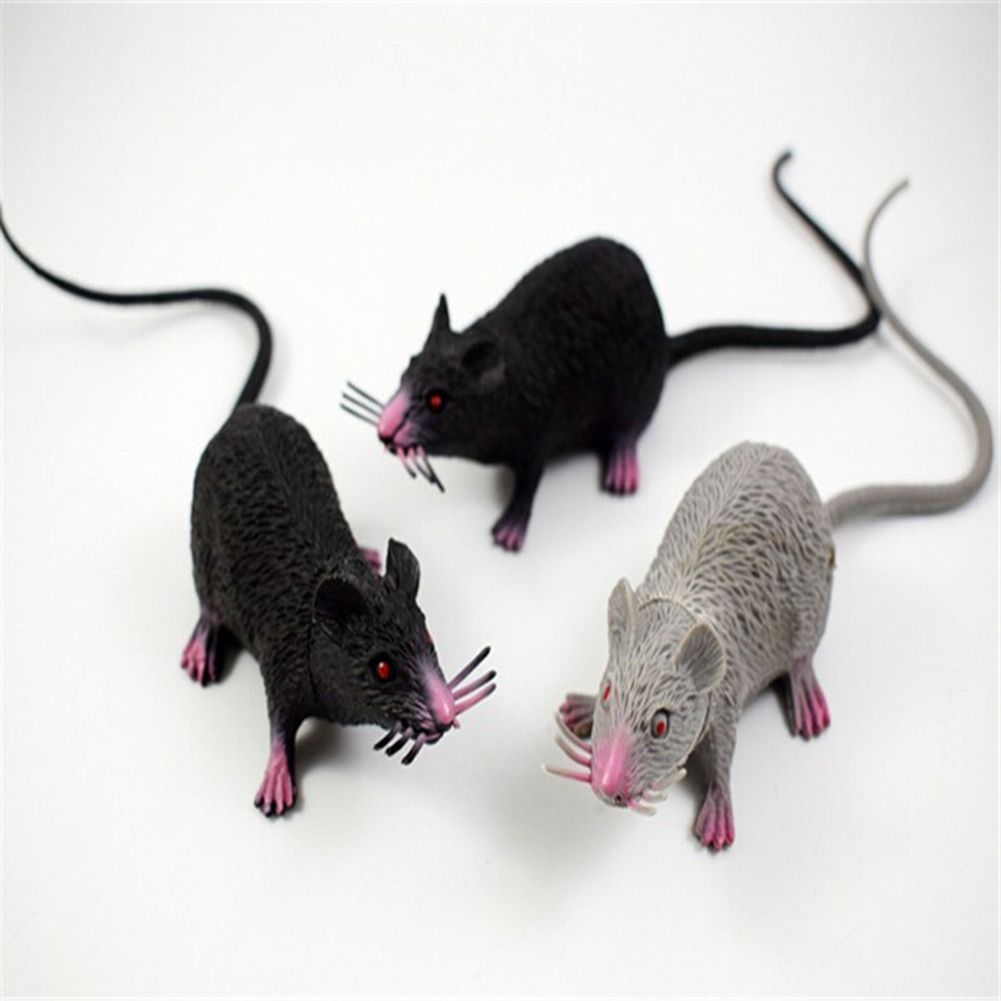 Simulation Long Tail Mouse Rat Trick Joke Toy Photo Props Halloween Party Decor-Black